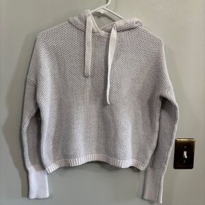 Rachel Zoe waffle knit hooded cropped sweater small grey